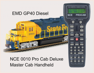 NCE 0010 Pro Cab Deluxe Master Cab Handheld Remote and Bachmann 66801 HO Scale EMD GP38 2 DCC Santa Fe